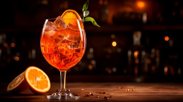 Aperol Spitz cóctel en un vaso enfoque selectivo Bebidas