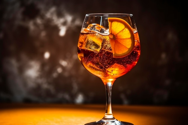 Aperol spritz bebida de verão em copo com sombras fundo tropical IA generativa