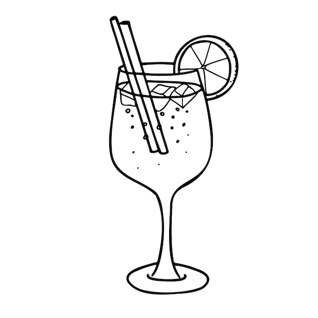 Aperol Spritz Cocktail Handgezeichnete Vektorillustration eines Alkoholgetränks mit Orangenstücke und Eis im Doodle-Stil Für Cocktailbar-Menü-Logo oder Getränk Sommerparty-Einladungen