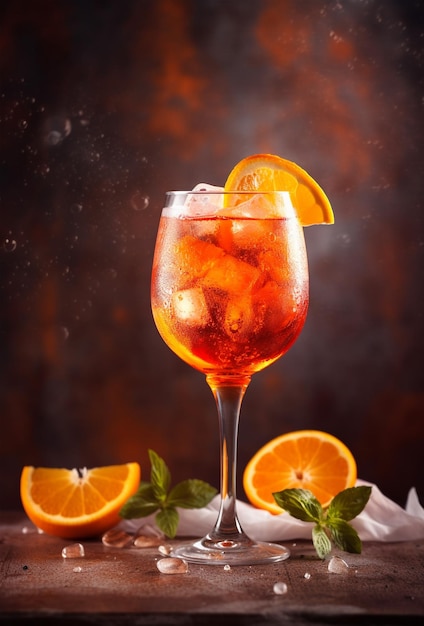 Aperol Spritz-Cocktail mit Orange auf einem hellen, schönen Hintergrund