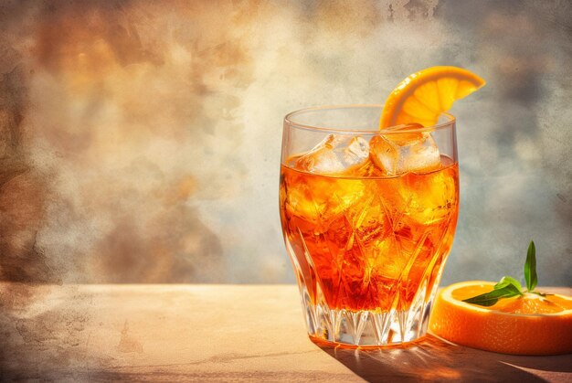 Aperol Spritz-Cocktail mit Orange auf einem hellen, schönen Hintergrund