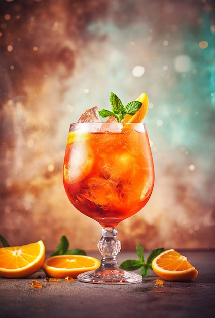 Aperol Spritz cóctel con naranja en un fondo brillante y hermoso