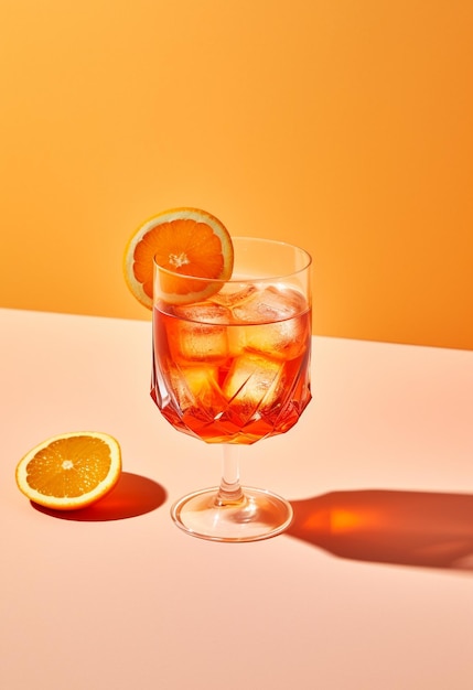 Aperol Spritz coquetel com laranja em fundo brilhante e bonito