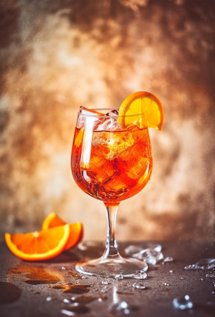 Aperol Spritz coquetel com laranja em fundo brilhante e bonito