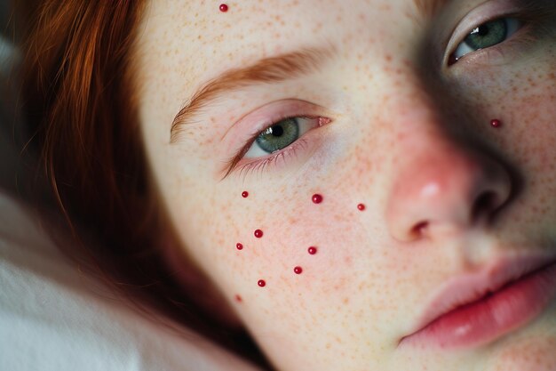 Foto aperto de erupções de acne influenciadas por flutuações hormonais