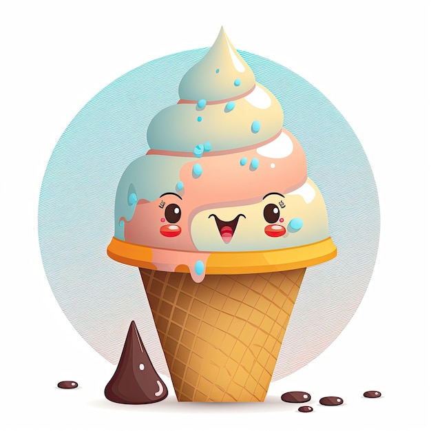 Apetitoso helado sobre un fondo de color Ilustración en color IA generativa