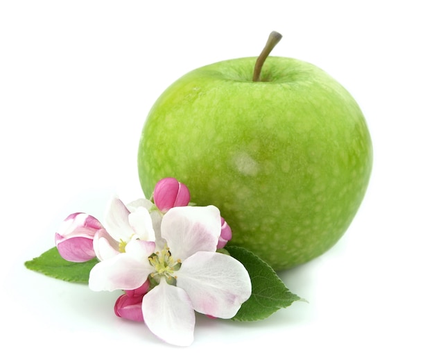 Apfel mit Blumennahaufnahme