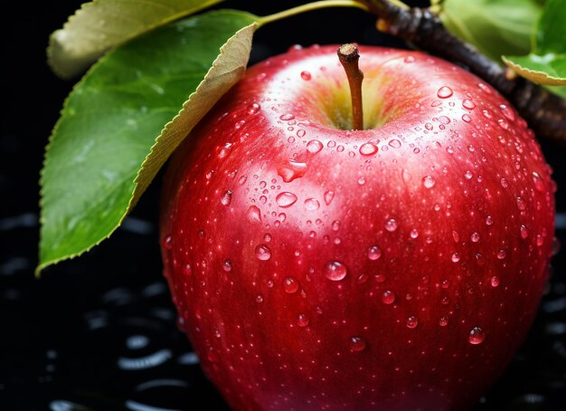 Apfel mit von KI erzeugten Wassertropfen