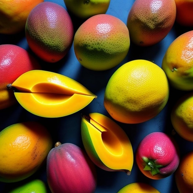 Foto apfel, orangen und mango