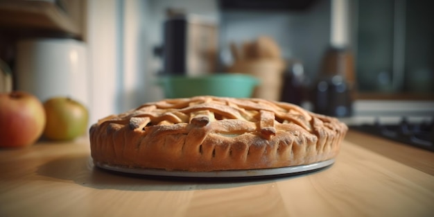 Apfelkuchen auf dem Tisch in der Küche