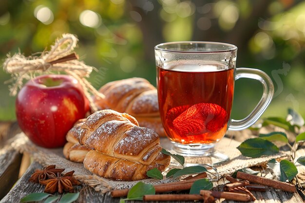 Apfelsaft und frisch gebackenes Gebäck