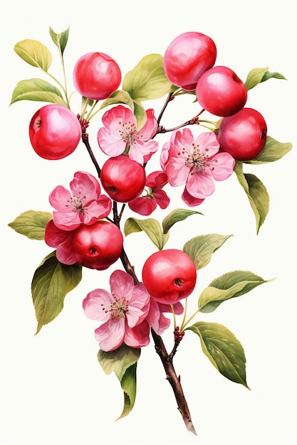 Apfelscheiben-Aquarell-Kunst, Apfelrote Frucht-Aquarell