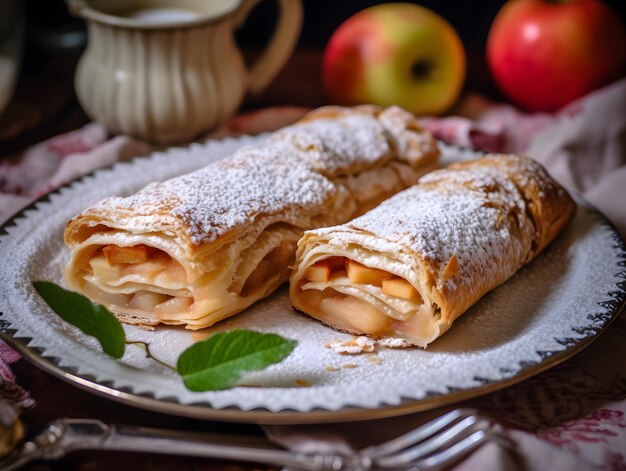 El apfelstrudel austriaco es delicado y refrescante IA generativa