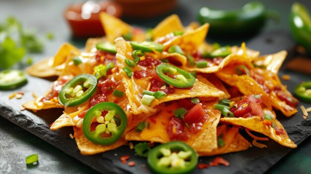 Apimentem as vossas papilas com estes nachos quentes. Cada batata é revestida com molho de queijo picante.