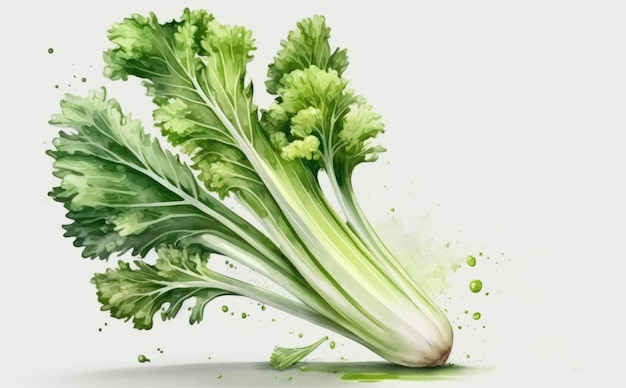 apio dibujado sobre fondo blanco acuarela vegetal verde ilustraciones ai generado