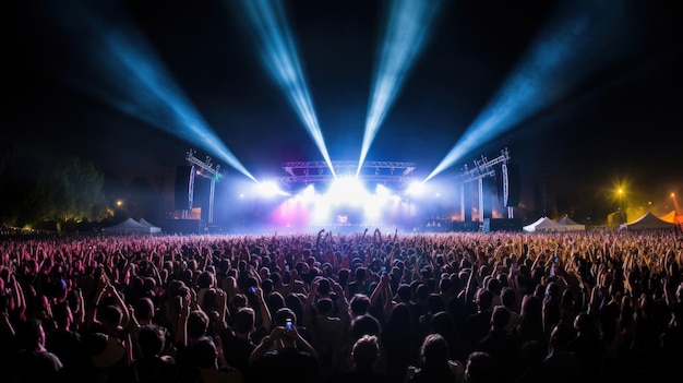 Aplaudindo a multidão em um show de rock