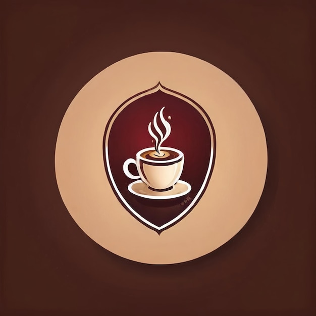 Foto aplicación de cafetería con icono de logotipo de software de taza de café en estilo plano