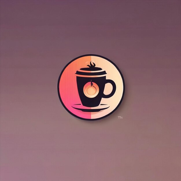 Foto aplicación de cafetería con icono de logotipo de software de taza de café en estilo plano