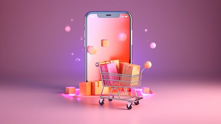 Aplicación de compras en línea en el teléfono inteligente en línea móvil ai generativo