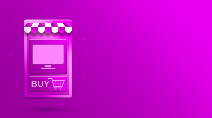 Foto aplicación móvil de compras en línea 3d con monitor icono de compra