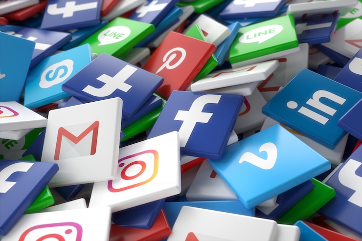 Aplicación de redes sociales al azar iconos 3d al azar