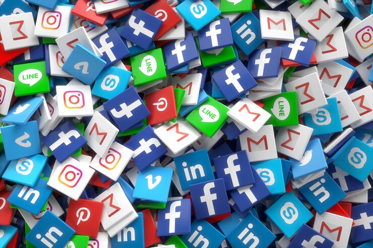 Aplicación de redes sociales al azar iconos 3d al azar