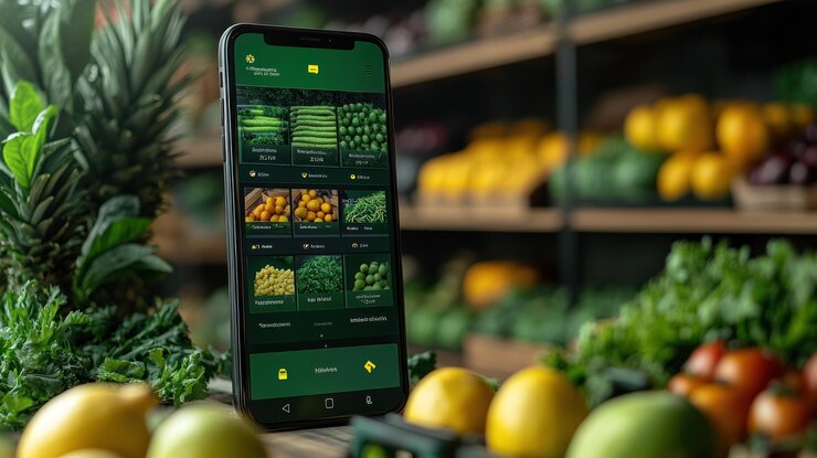 Foto aplicación para teléfonos inteligentes para comprar comestibles