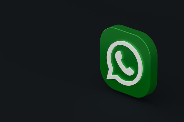 Aplicación Whatsapp icono de logotipo verde 3d render sobre fondo negro