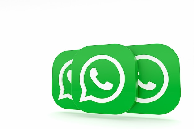 Aplicación de whatsapp logo verde icono 3d render en blanco