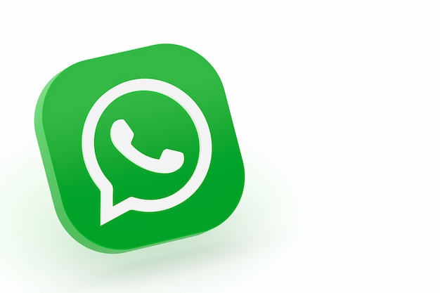 Aplicación de whatsapp logo verde icono 3d render en blanco