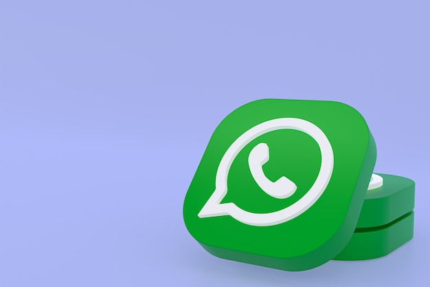 Aplicación de whatsapp logo verde icono 3d render en púrpura