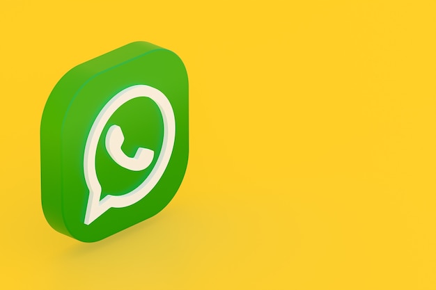 Aplicación de whatsapp logo verde icono 3d render sobre fondo amarillo