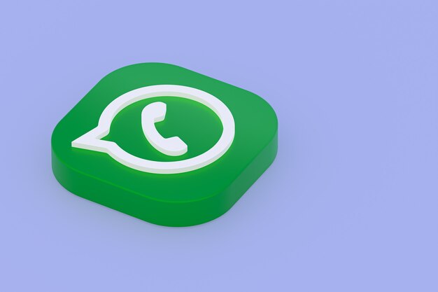 Aplicación de whatsapp logo verde icono 3d render sobre fondo púrpura