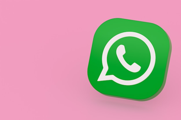 Aplicación de whatsapp logo verde icono 3d render sobre fondo rosa