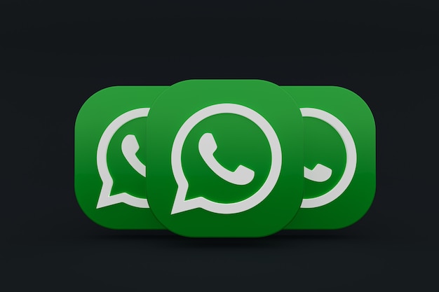 Foto aplicación de whatsapp logo verde icono 3d render sobre negro