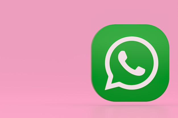 Aplicación de whatsapp, logotipo verde, icono, 3d, render, en, rosa