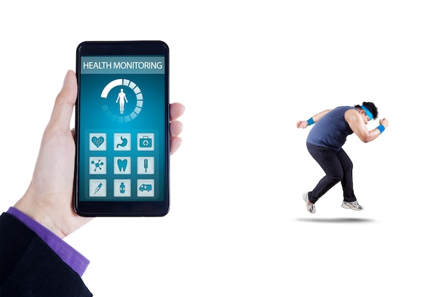 Aplicaciones de monitoreo de salud y persona obesa