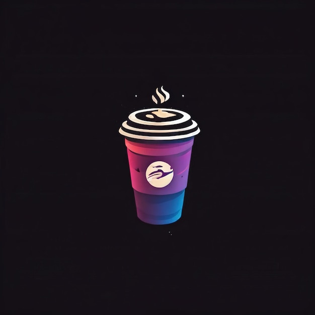 Foto aplicativo de café com ícone de logotipo do software de xícara de café em estilo plano