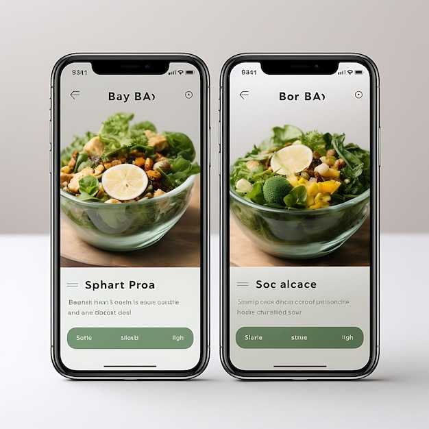 Aplicativo móvel de Salad Bowl Bar Personalizável Salad Concept Design Clean e F Menu de Comida e Bebida