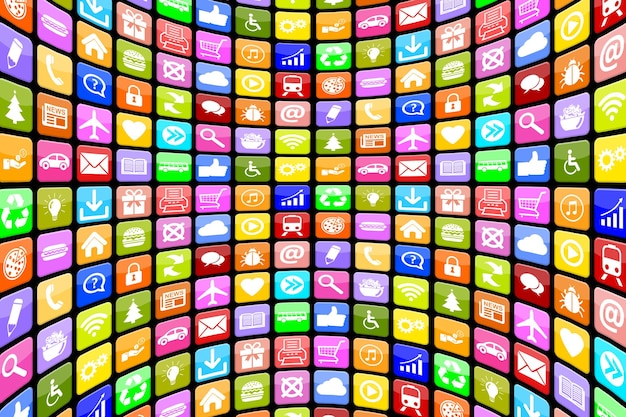 Aplicativos Apps App Icons multimídia para fundo de telefone celular ou inteligente