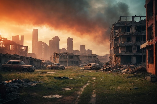 Apokalyptische Dystopie Stadtruinen