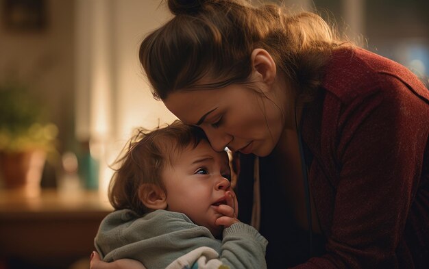 Foto el apoyo emocional en la guardería es un toque reconfortante