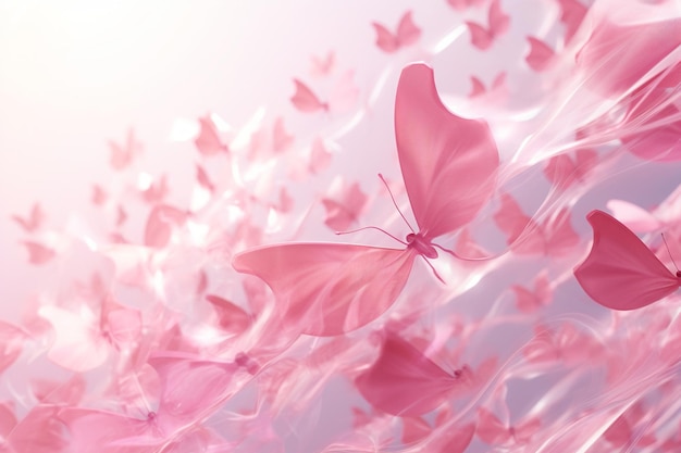 Apoyo revoloteante mariposas rosadas que forman una costilla 00317 00