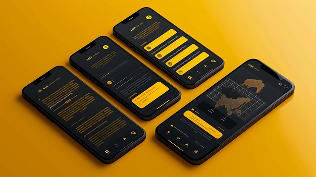 App design lisk cryptocurrency javascript layout móvel com amarelo o layout de ideia de conceito de criptomoeda