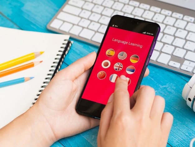 Foto app para aprender um novo idioma no telefone