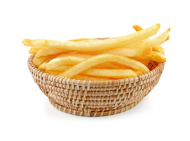 Appetitanregende Pommes-Frites auf einem Weiß