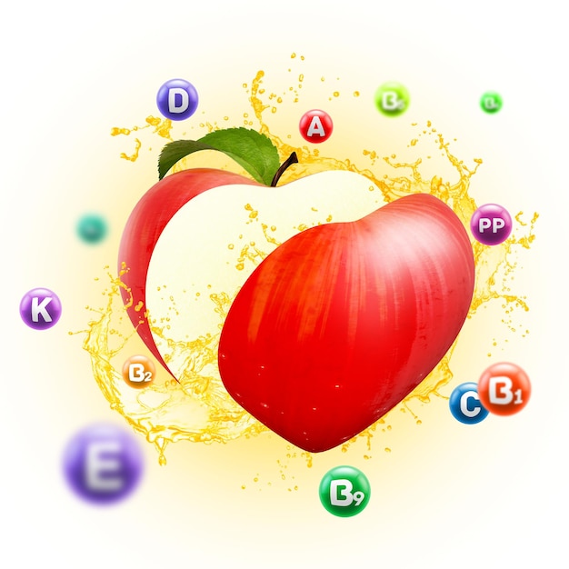 Foto apple amor vitaminas render 3d