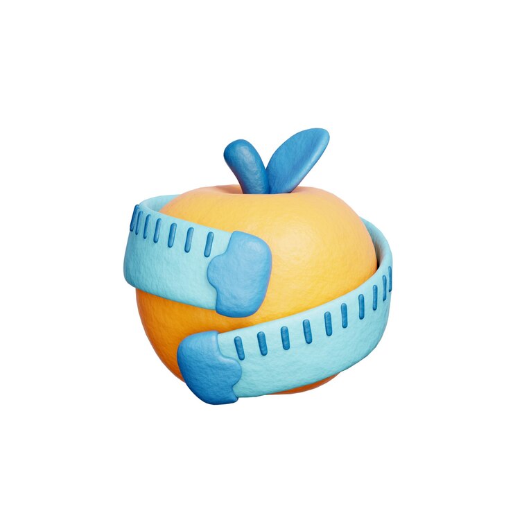 Foto apple con cinta de medición equipamiento de gimnasio deportivo y de acondicionamiento físico renderización 3d