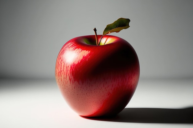 Apple em vermelho contra um fundo branco sombreado