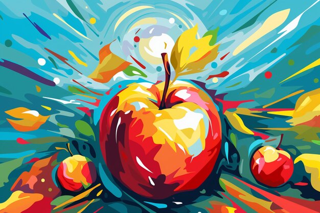 Apple-Foto-Vektor-Illustration-Bild-Charakter 3D-Low-Poly-Bild-Cartoon